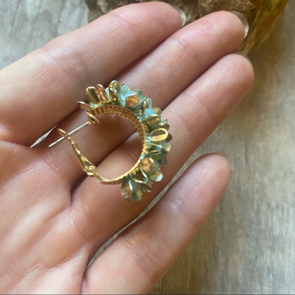 Lila Floral Hoops in Turqupise - Picture 3 of 4